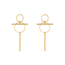E-662 xuping unique design 24k gold color stainless steel simple ladies drop earrings